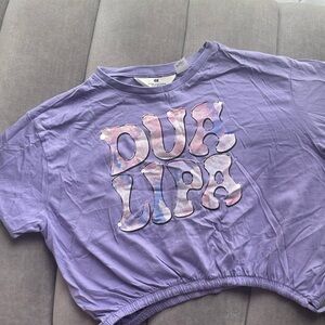 H&M Kids Dua Lipa Lavender Graphic cropped Tee